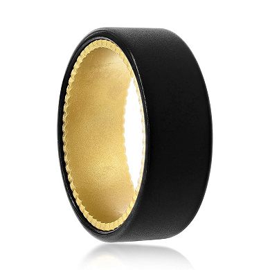 Metallo Matte Black & Gold-Tone Tungsten Ring