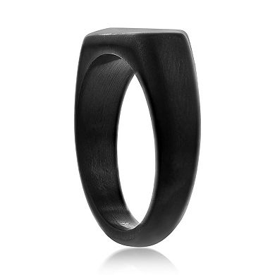 Metallo Steel Black-Plated Wood Ring