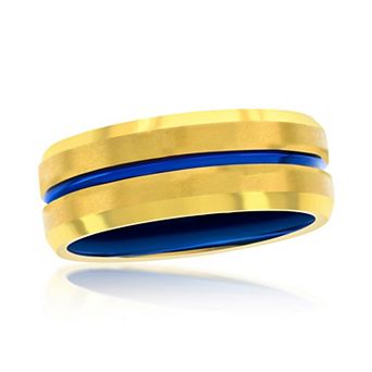 Metallo Sleek Luxe Interior Stripe Tungsten Ring