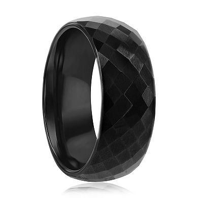 Metallo Polished Faceted Tungsten Ring