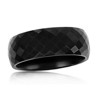Metallo Polished Faceted Tungsten Ring