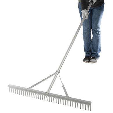 Pure Garden 36 in. Landscape Rake & Lawn Gloves