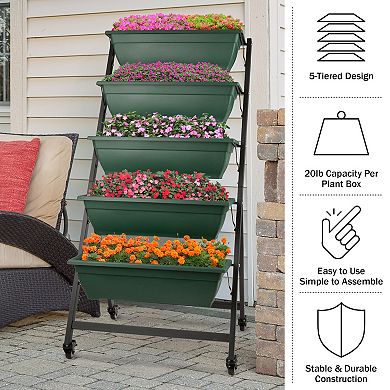 Pure Garden Green 5 Tier Vertical Planter