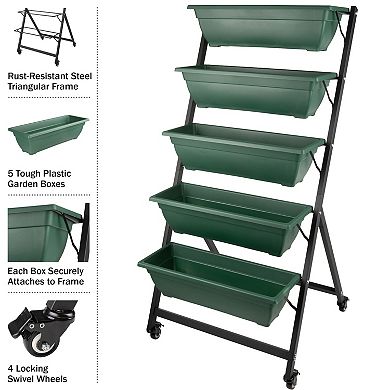 Pure Garden Green 5 Tier Vertical Planter