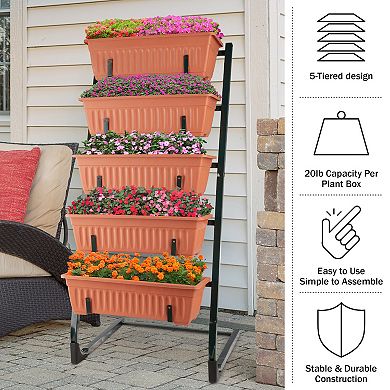 Pure Garden Terracotta 5 Tier Vertical Planter
