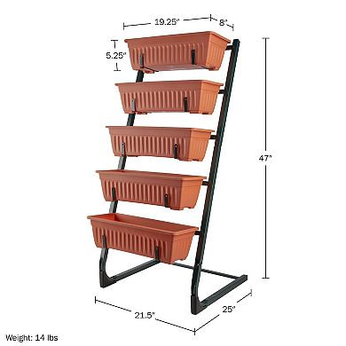 Pure Garden Terracotta 5 Tier Vertical Planter
