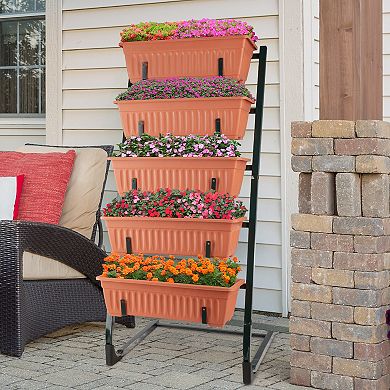 Pure Garden Terracotta 5 Tier Vertical Planter