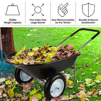 Pure Garden 2-Tire Wheelbarrow