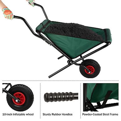 Pure Garden Folding Wheelbarrow with 80 lb. Capacity