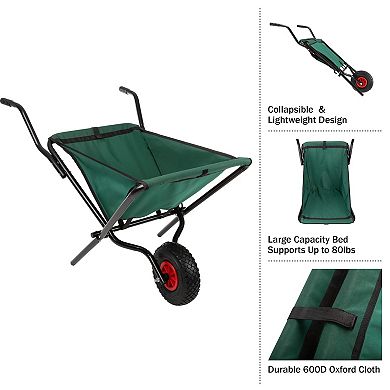 Pure Garden Folding Wheelbarrow with 80 lb. Capacity