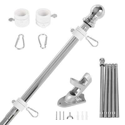 5ft Tangle-Free Spinning Flag Pole Kit – Weather Resistant Rustproof Metal (Black) 2 thumbnail image