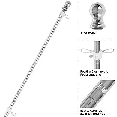 Pure Garden 6 ft. Tangle Free Flag Pole Kit