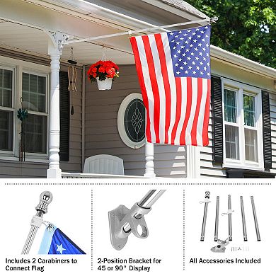 Pure Garden 6 ft. Tangle Free Flag Pole Kit