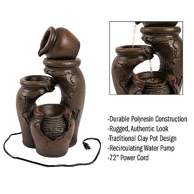 Pure Garden 3-Tier Polyresin Cascading Water Fountain