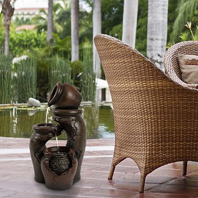 Pure Garden 3-Tier Polyresin Cascading Water Fountain