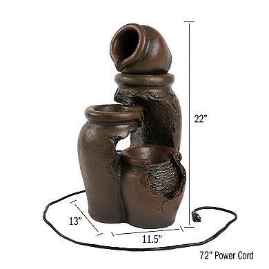 Pure Garden 3-Tier Polyresin Cascading Water Fountain