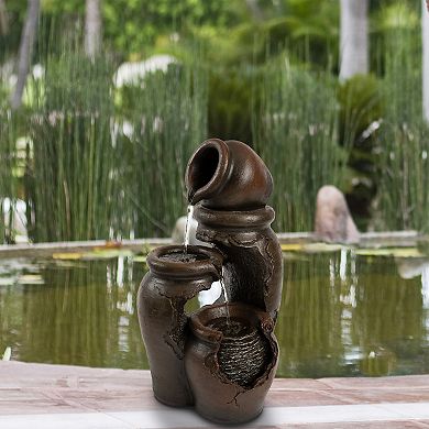 Pure Garden 3-Tier Polyresin Cascading Water Fountain