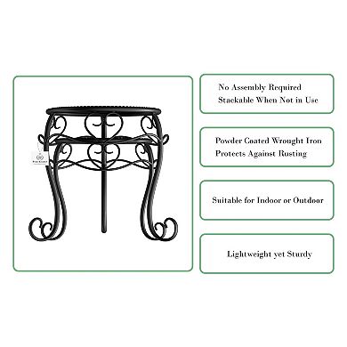 Pure Garden 2-Piece Nesting Wrought Iron Inspired Plant Stands