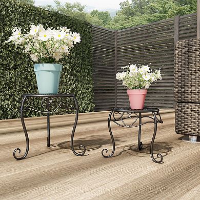 Pure Garden 2-Piece Nesting Wrought Iron Inspired Plant Stands