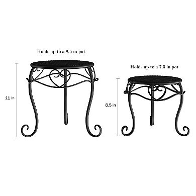 Pure Garden 2-Piece Nesting Wrought Iron Inspired Plant Stands
