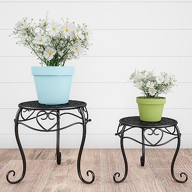 Pure Garden 2-Piece Nesting Wrought Iron Inspired Plant Stands