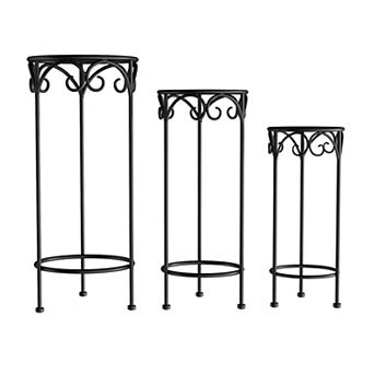 Pure Garden 3 pc Nesting Wrought Iron-Inspired Plant Stand Set