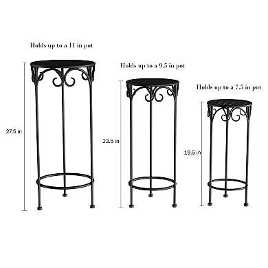 Pure Garden 3-Piece Nesting Wrought Iron-Inspired Plant Stand Set