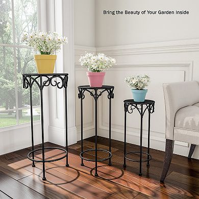Pure Garden 3-Piece Nesting Wrought Iron-Inspired Plant Stand Set