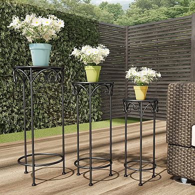 Pure Garden 3-Piece Nesting Wrought Iron-Inspired Plant Stand Set