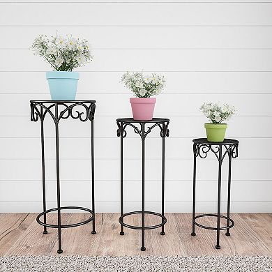 Pure Garden 3-Piece Nesting Wrought Iron-Inspired Plant Stand Set
