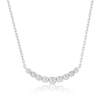Argento Bella Sterling Silver Cubic Zirconia Graduated Square Bar Necklace