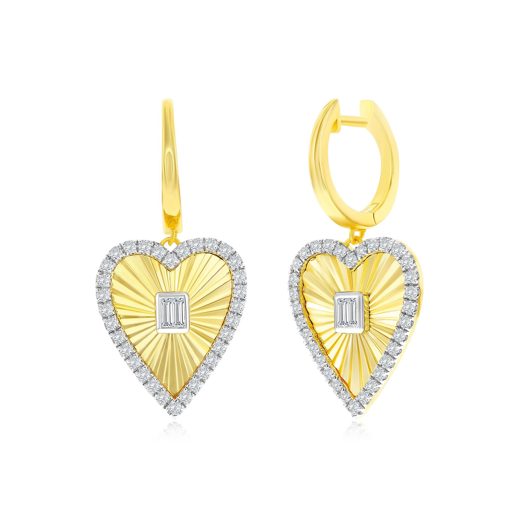 Argento Bella 14k Gold Over Silver Cubic Zirconia Heart Drop Hoop Earrings,