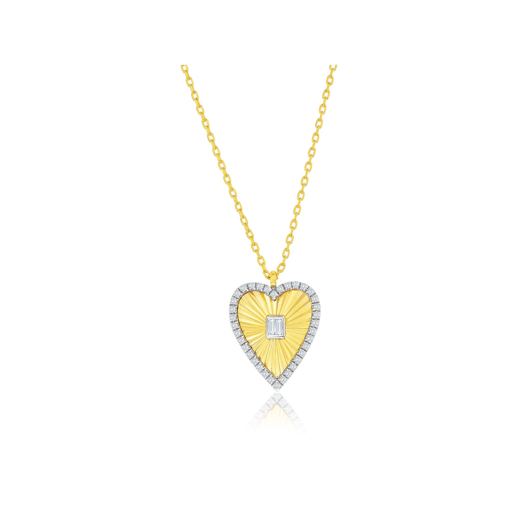 Argento Bella 14k Gold Over Silver Cubic Zirconia Heart Pendant Necklace, 