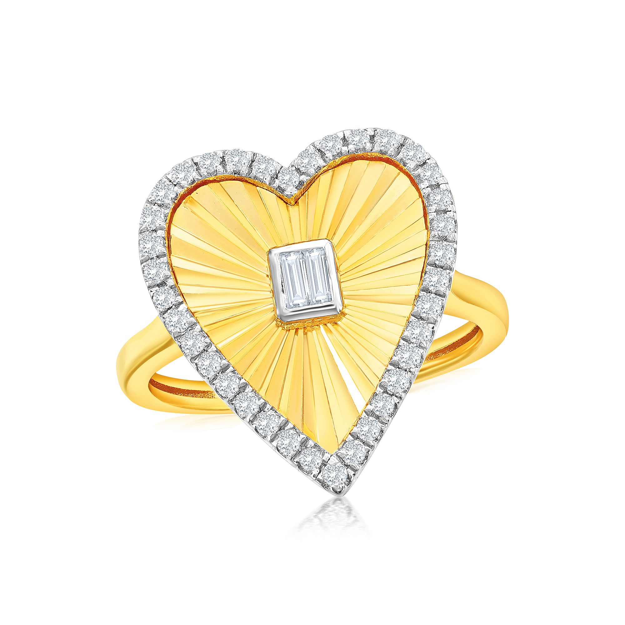 Argento Bella 14k Gold Over Silver Cubic Zirconia Heart Ring, Womens, Size
