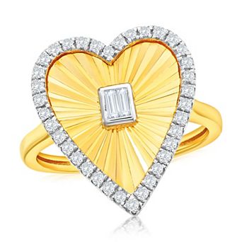 Argento Bella 14k Gold Over Silver Cubic Zirconia Heart Ring