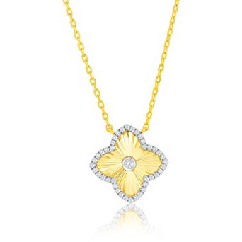 Argento Bella 14k Gold Over Silver Cubic Zirconia Flower Necklace