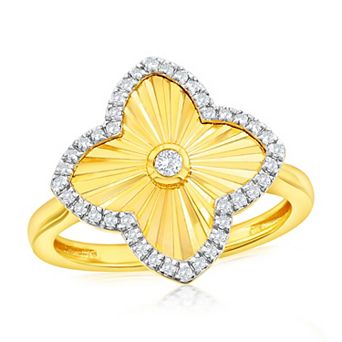 Argento Bella 14k Gold Over Silver Cubic Zirconia Flower Ring