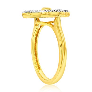 Argento Bella 14k Gold Over Silver Cubic Zirconia Flower Ring