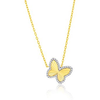 Argento Bella 14k Gold Over Silver Cubic Zirconia Butterfly Necklace