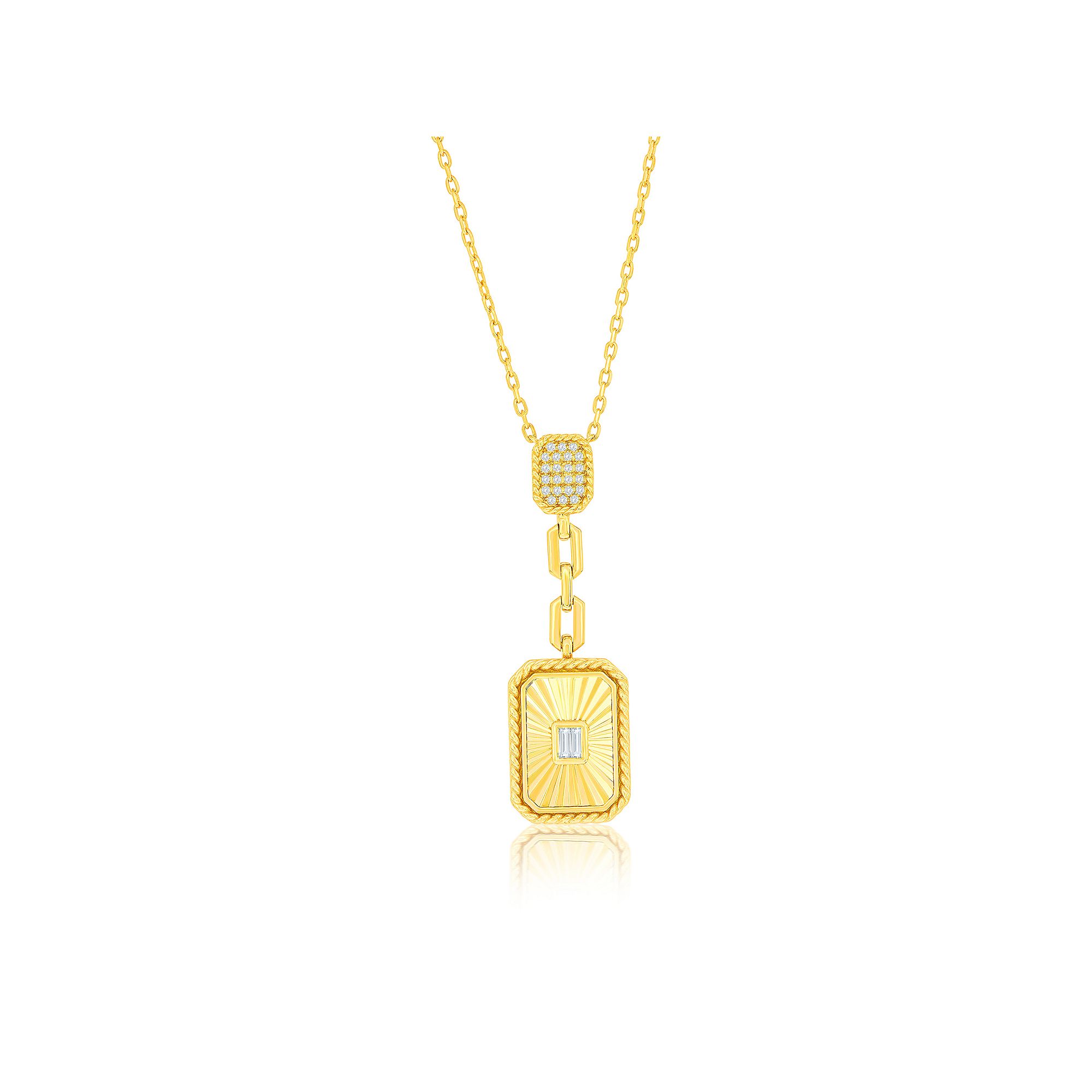 Argento Bella 14k Gold Over Silver Cubic Zirconia Rectangular Double Drop 