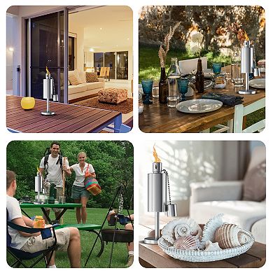 Pure Garden 10.5 in. Stainless Steel Table Torch Lamp