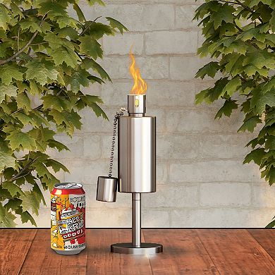 Pure Garden 10.5 in. Stainless Steel Table Torch Lamp