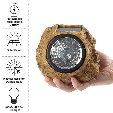 Pure Garden Outdoor Solar LED Rock Lights 4-Pack