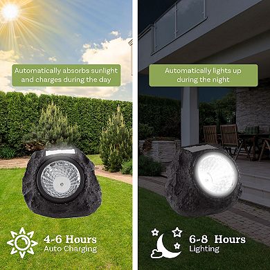 Pure Garden 4-Pack Outdoor LED Solar Rock Lights