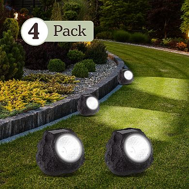 Pure Garden 4-Pack Outdoor LED Solar Rock Lights