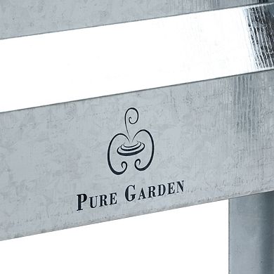 Pure Garden Galvanized Iron Raised Garden Bed & Plant Holder