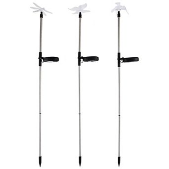 Pure Garden 3-Pack Solar Outdoor LED Stake Butterfly, Hummingbird & Dragonfly Battery Operated Garden Lights