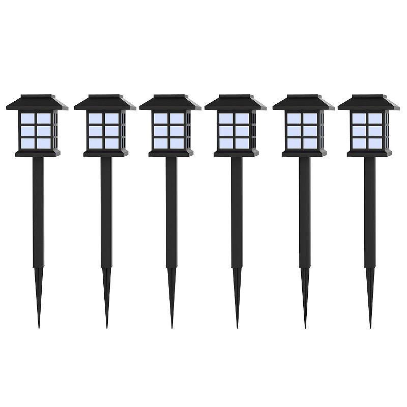 Pure Garden 15.5 x 2.75 x 2.75 in. Solar Powered LED Lights Outdoor Stake Spotlight Fixture  Set of 6