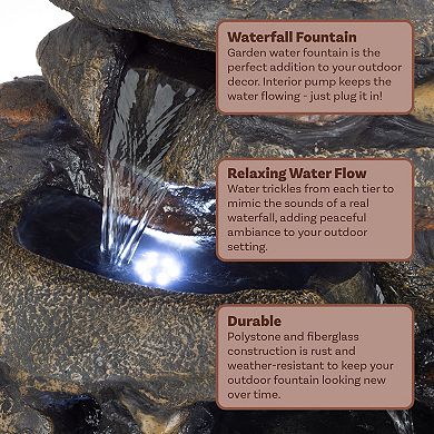 Pure Garden 3-Tier LED Outdoor Water Fountain
