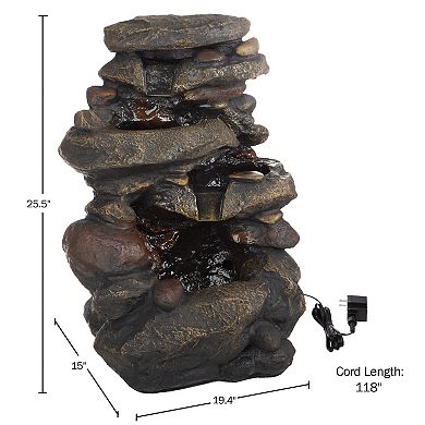 Pure Garden 3-Tier LED Outdoor Water Fountain